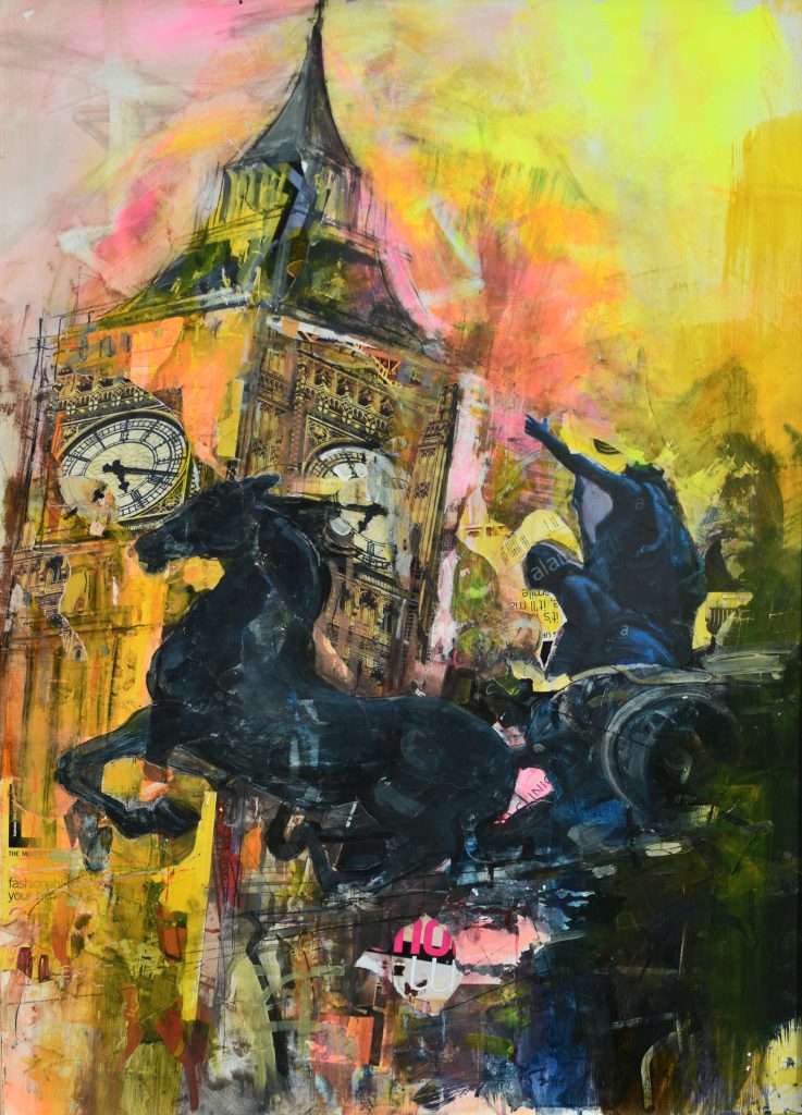The Clock Tower - Big Ben, with statue of Queen Boadicea on horse-drawn chariot at Westminster Pier, London